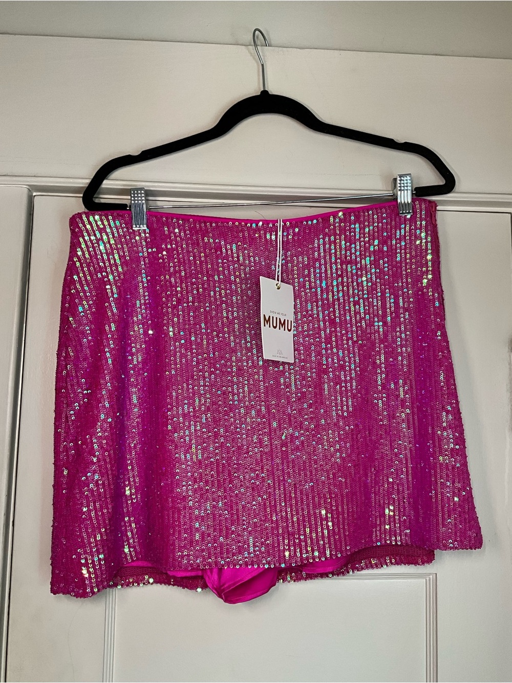 Show Me Your MuMu Bright Pink Sequin Mini Skirt